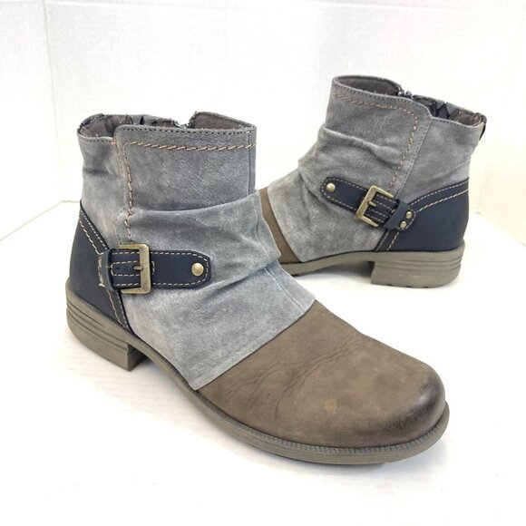 Earth Origins Leather Ankle Boots Womens Size 11 Prairie Phoenix Bootie Buckle - Picture 1 of 16
